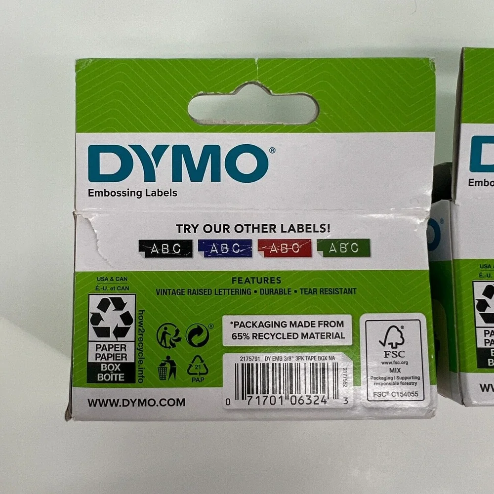 2 Pack DYMO Self-Adhesive Embossing Labels 3/8